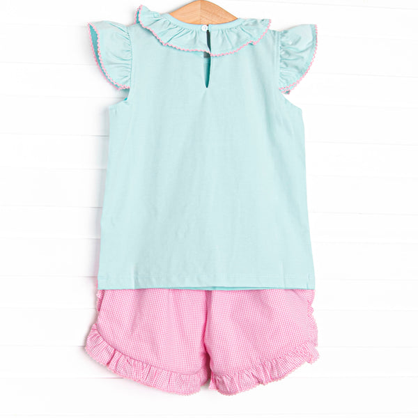 Main Street Treats Smocked Ruffle Short Set, Mint