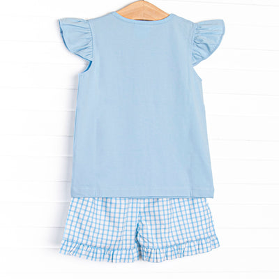 Jungle Jamboree Smocked Ruffle Short Set, Blue