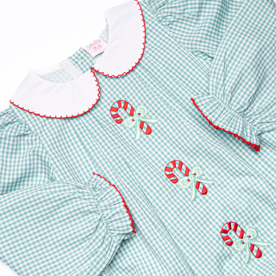 Sweet Sentiments Embroidered Collared Bubble, Green