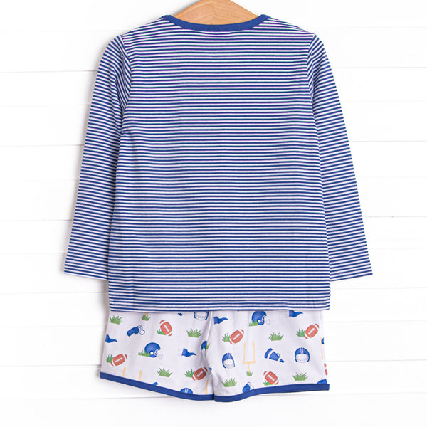Down, Set, Hike Long Sleeve Short Set, Blue