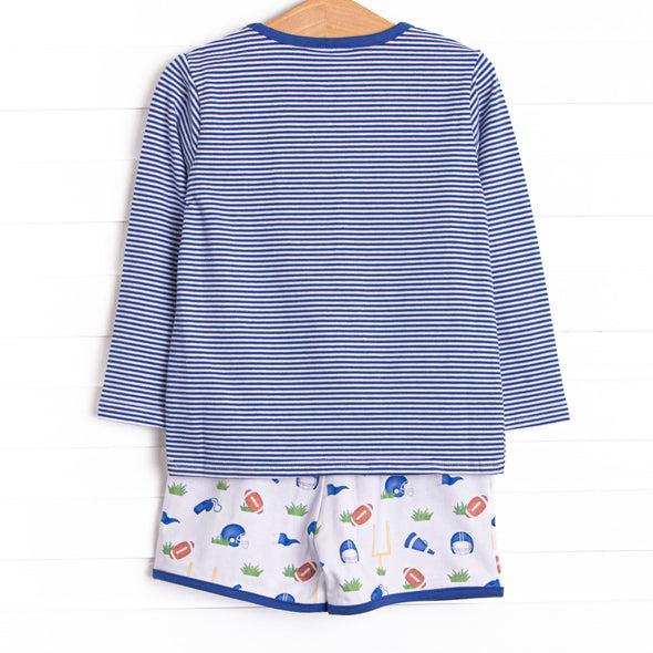 Down, Set, Hike Long Sleeve Short Set, Blue