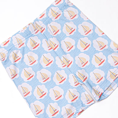 Scalloped Sails Bamboo Pajama Short Set, Blue