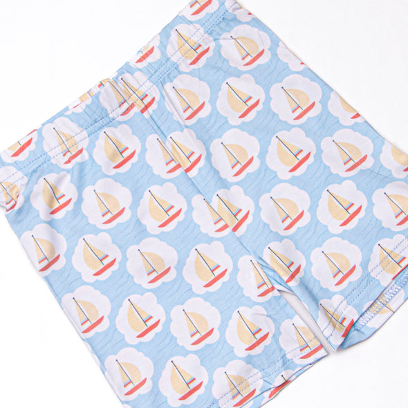 Scalloped Sails Bamboo Pajama Short Set, Blue