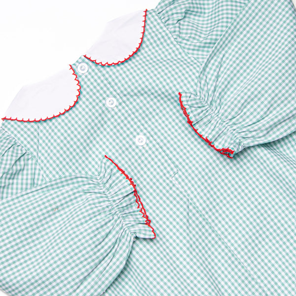 Sweet Sentiments Embroidered Collared Bubble, Green