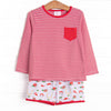 Down, Set, Hike Long Sleeve Short Set, Red