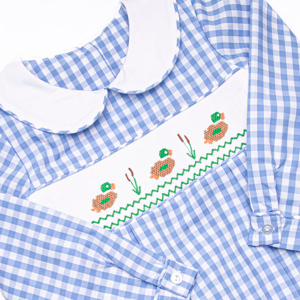 Pond Paddlers Smocked Bubble, Blue