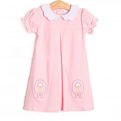 Soft Serve Silhouette Applique Dress, Pink
