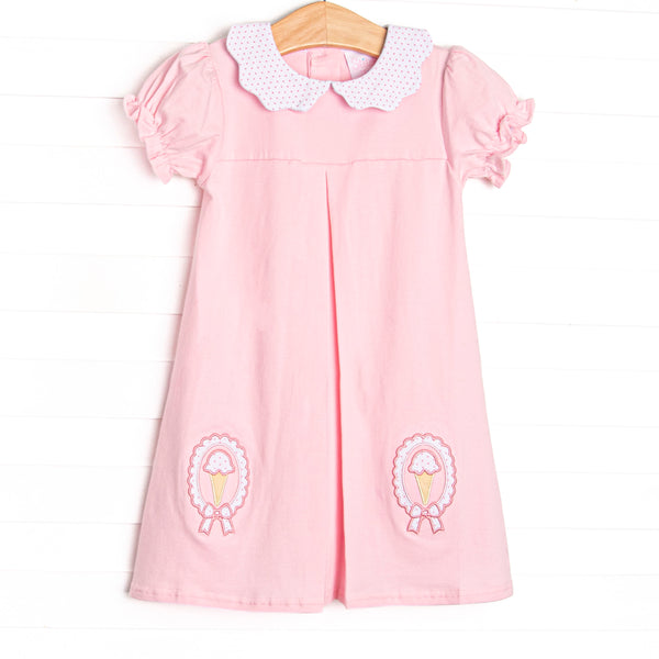 Soft Serve Silhouette Applique Dress, Pink