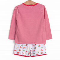 Down, Set, Hike Long Sleeve Short Set, Red