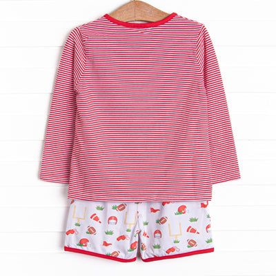Down, Set, Hike Long Sleeve Short Set, Red