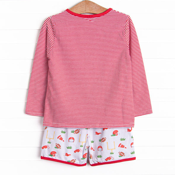 Down, Set, Hike Long Sleeve Short Set, Red