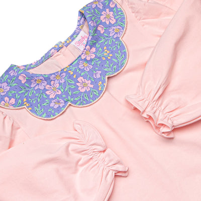 Periwinkle Perennials Scalloped Bib Diaper Set, Purple