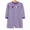Down, Set, Hike Applique Short Romper, Purple
