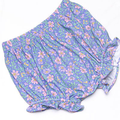 Periwinkle Perennials Scalloped Bib Diaper Set, Purple