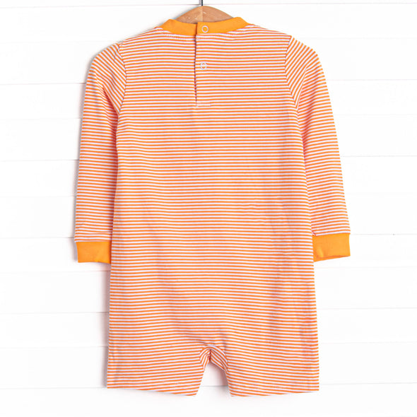 Down, Set, Hike Applique Short Romper, Orange