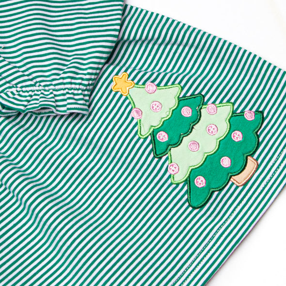 O' Christmas Tree Applique Dress, Green