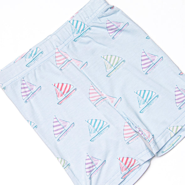Southern Shores Bamboo Pajama Short Set, Pink and Blue