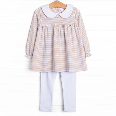 Olivia Legging Set, Tan Stripe