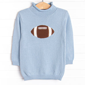 Rolled Neck Fall Football Sweater, Blue