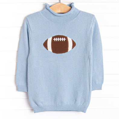 Rolled Neck Fall Football Sweater, Blue