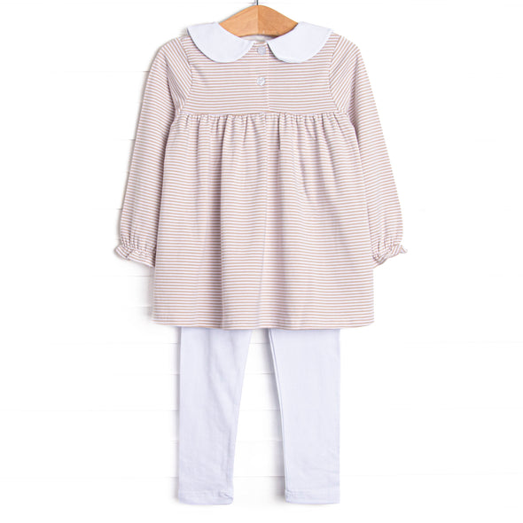 Olivia Legging Set, Tan Stripe