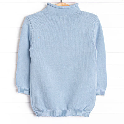 Rolled Neck Fall Football Sweater, Blue