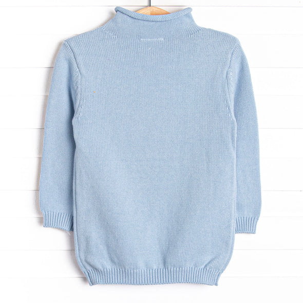 Rolled Neck Fall Football Sweater, Blue