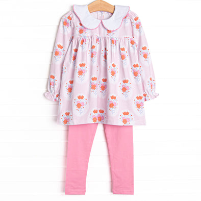 Marigold Medallions Legging Set, Pink
