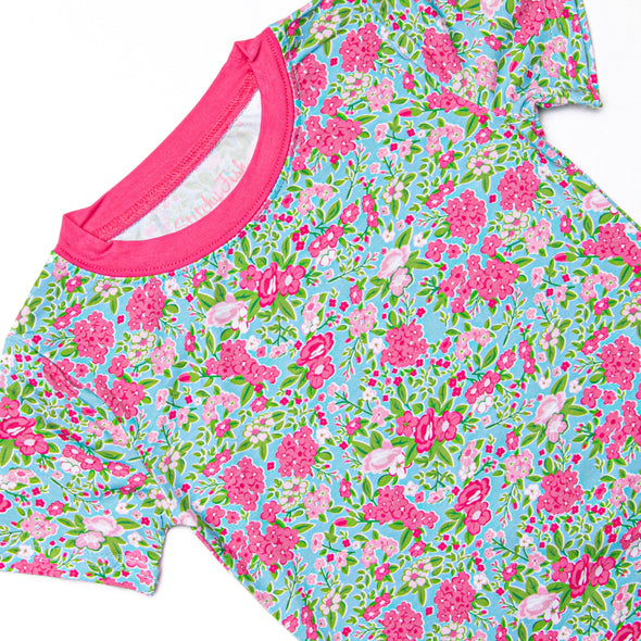 Water Lily Lady Bamboo Pajama Short Set, Green