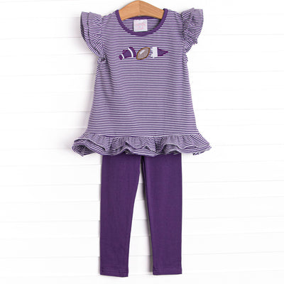 Go, Fight, Win Applique Legging Set, Purple