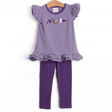 Go, Fight, Win Applique Legging Set, Purple