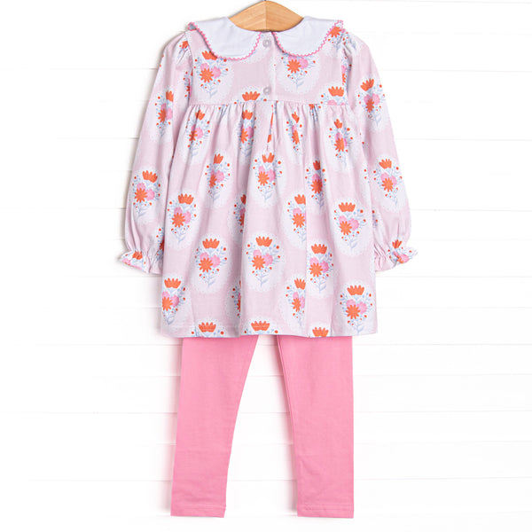 Marigold Medallions Legging Set, Pink