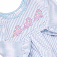 Jurassic Journey Applique Legging Set, Blue Stripe