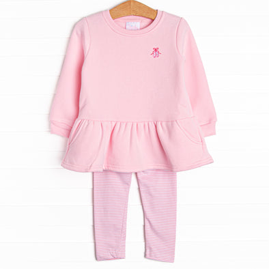 Pointe Practice Embroidered Legging Set, Pink