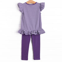 Go, Fight, Win Applique Legging Set, Purple
