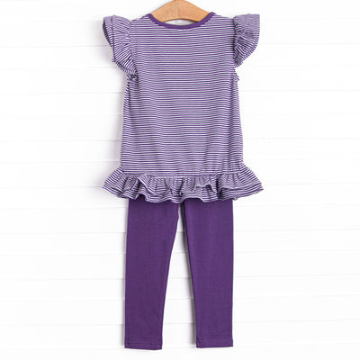 Go, Fight, Win Applique Legging Set, Purple