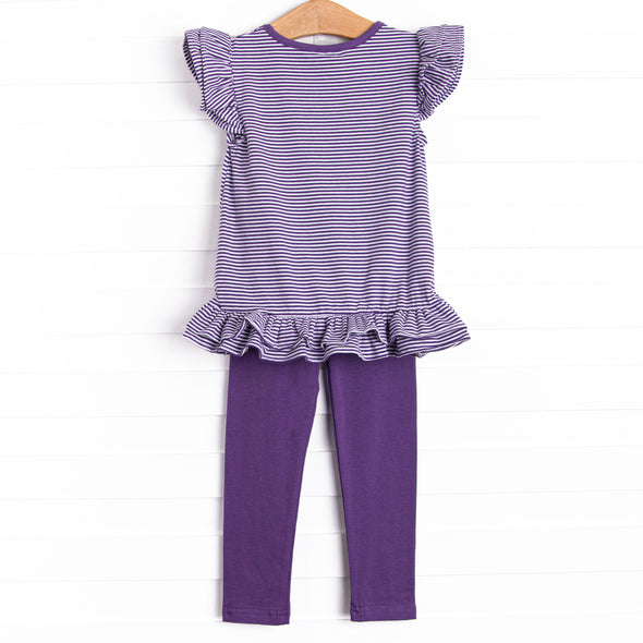 Go, Fight, Win Applique Legging Set, Purple