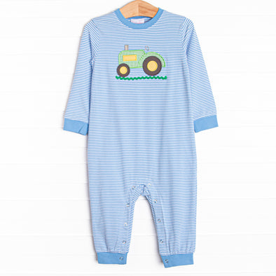 Clean Cut Applique Romper, Blue