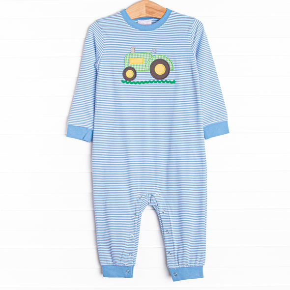Clean Cut Applique Romper, Blue