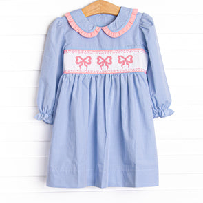 Bows in a Row Smocked Dress, Pink