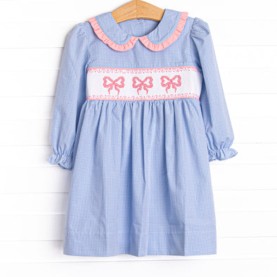 Bows in a Row Smocked Dress, Pink