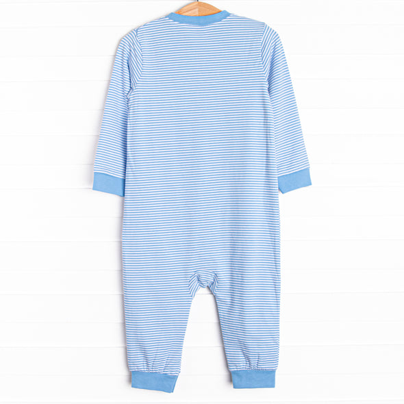 Clean Cut Applique Romper, Blue