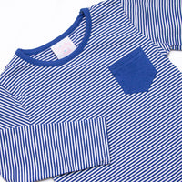 Down, Set, Hike Long Sleeve Short Set, Blue