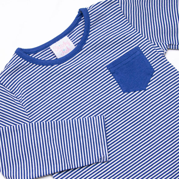 Down, Set, Hike Long Sleeve Short Set, Blue