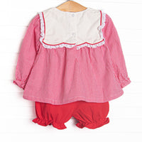 Berry Bows Embroidered Bloomer Set, Red