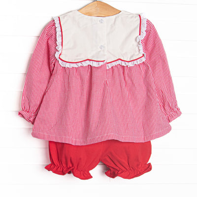 Berry Bows Embroidered Bloomer Set, Red