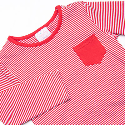 Down, Set, Hike Long Sleeve Short Set, Red