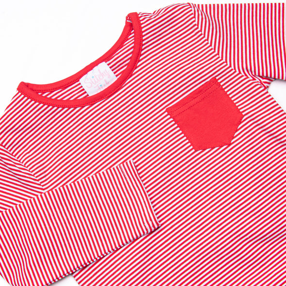 Down, Set, Hike Long Sleeve Short Set, Red