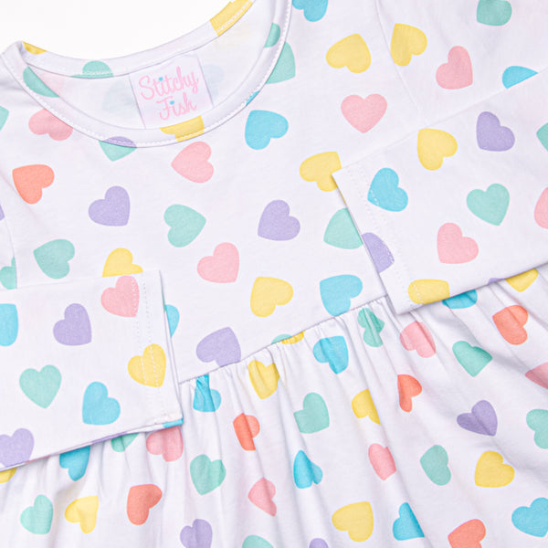 Candy Hearts Dress, White