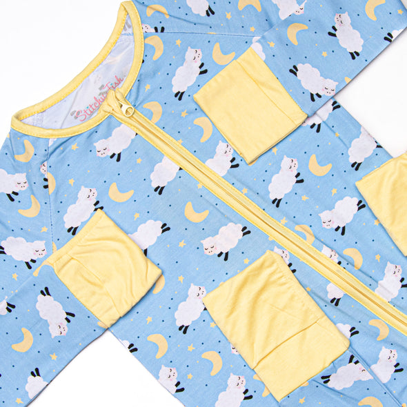 Counting Sheep Bamboo Zippy Pajama, Blue